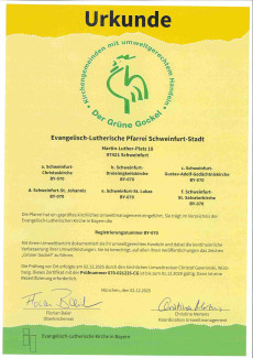 Die Urkunde GrGockel für die Pfarrei Schweinfurt-Stadt